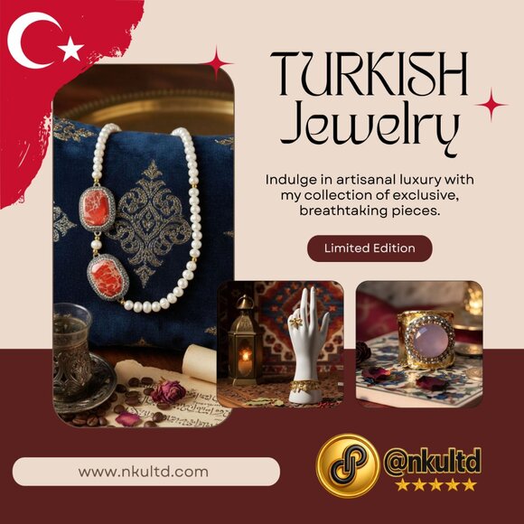 🆕️Turkish Artisanal Red Agate Culured Pearls 24K Gold Plated Statement Necklace - Picture 8 of 12